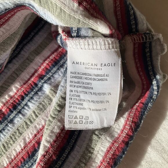 American Eagle Women’s Short Sleeve Screw Neck Crop Top size XL, Red & Gray - Picture 6 of 7